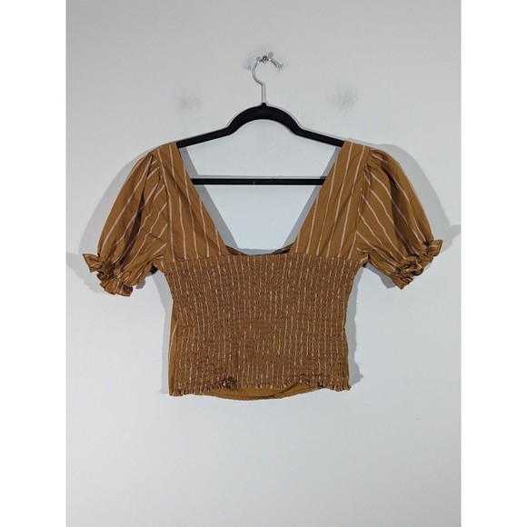 Free People Burnt Orange Rose Garden Crop Top Boho‎ Women Size M - Picture 3 of 7